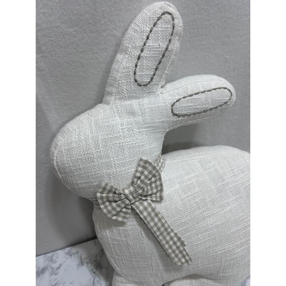 Lillian August Bunny Accent Throw Pillow 17" White Spring Decorative Nursery Bow - Picture 4 of 7
